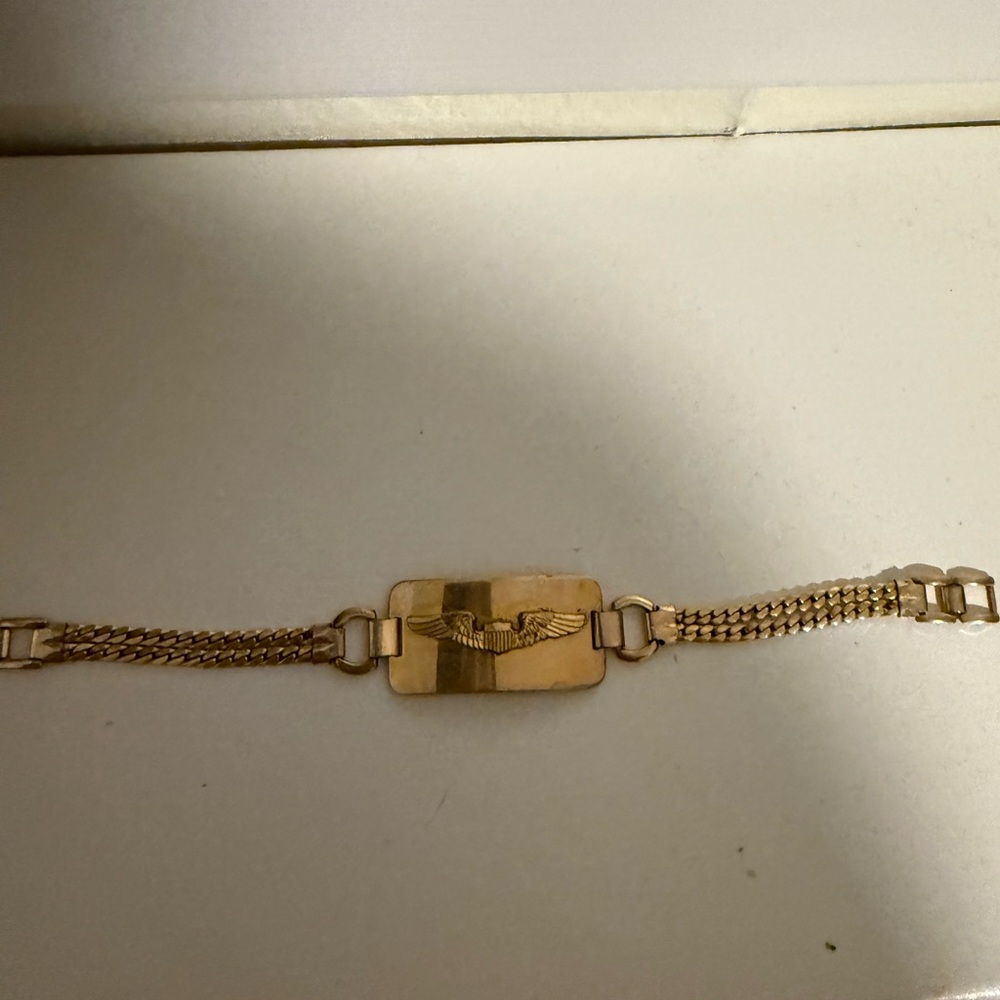 Gold Chain Bracelet Peerless 1-40 10K RGP Eagle Emblem